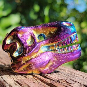 (#5) NEW 2.25" x 1.5" AURA COATED DINO HEAD